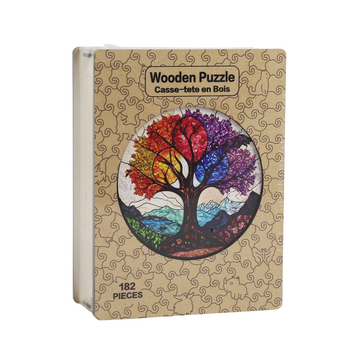 Round Wood Puzzle: Colourful Tree of Life