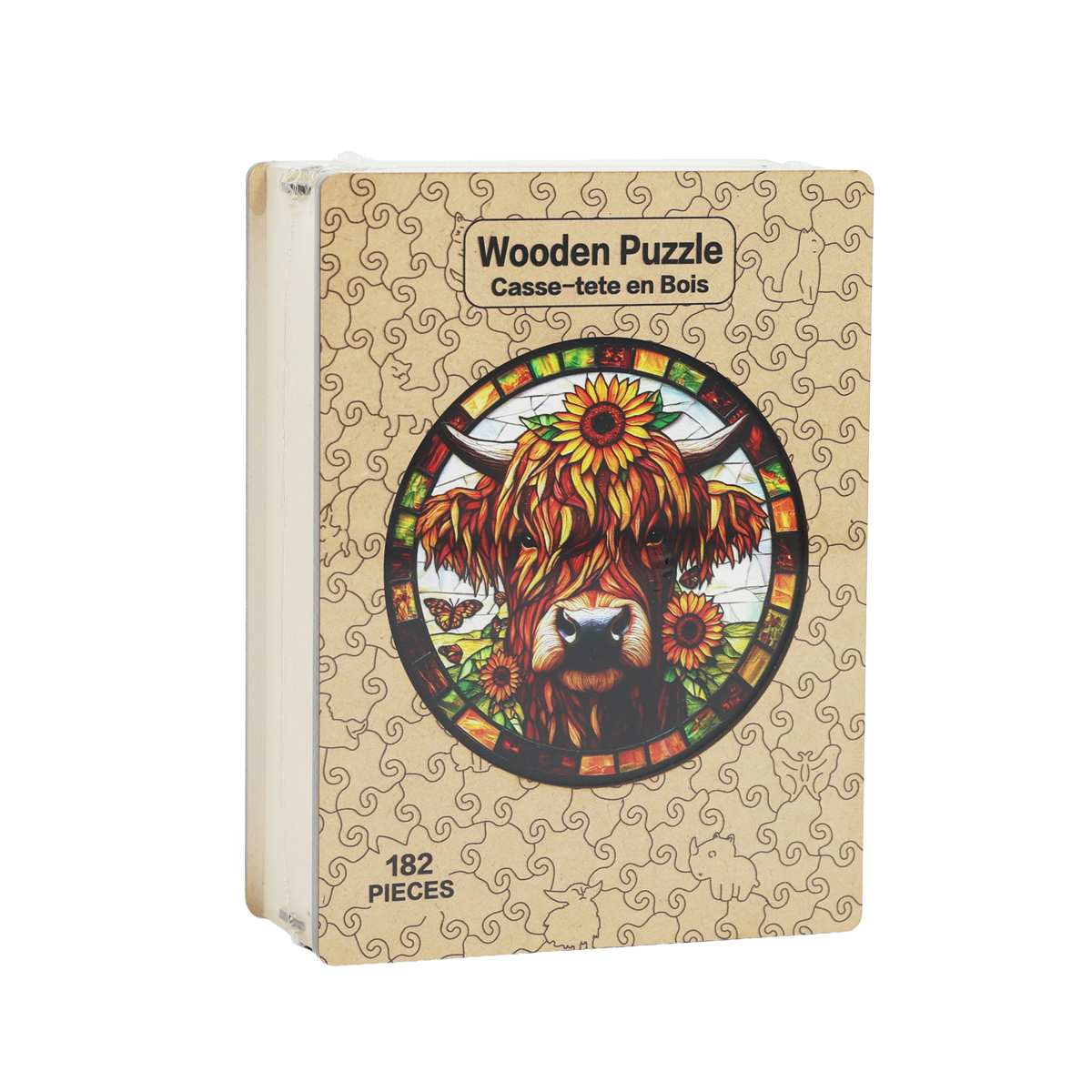 Round Wood Puzzle: Highland Cow