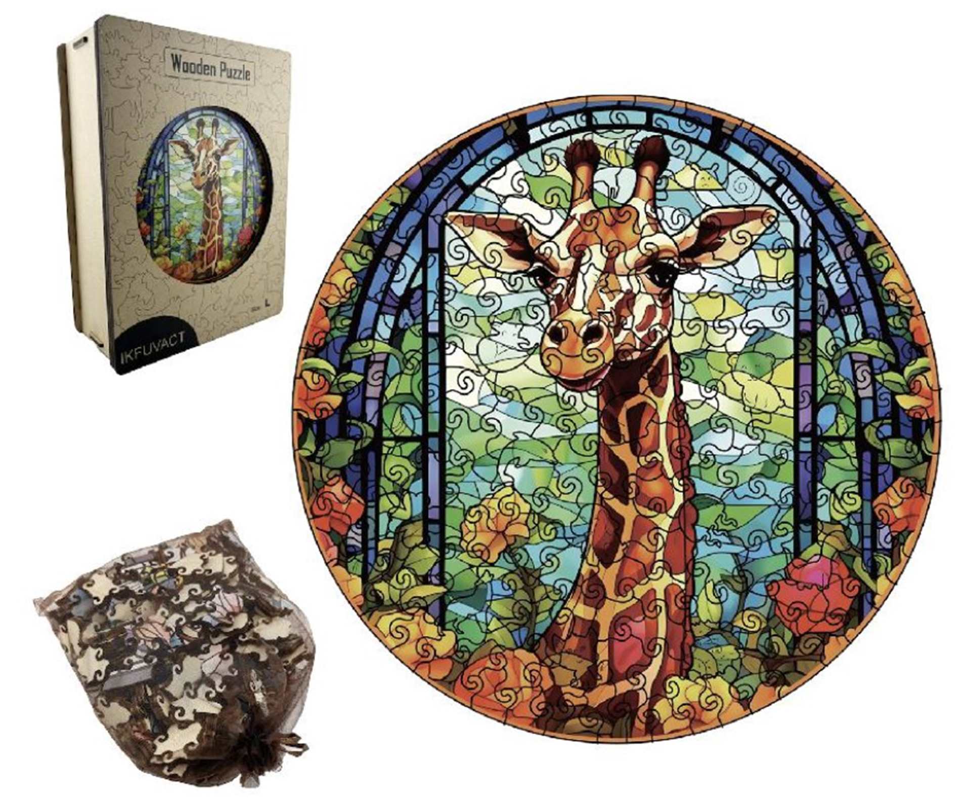 Round Wood Puzzle: Giraffe