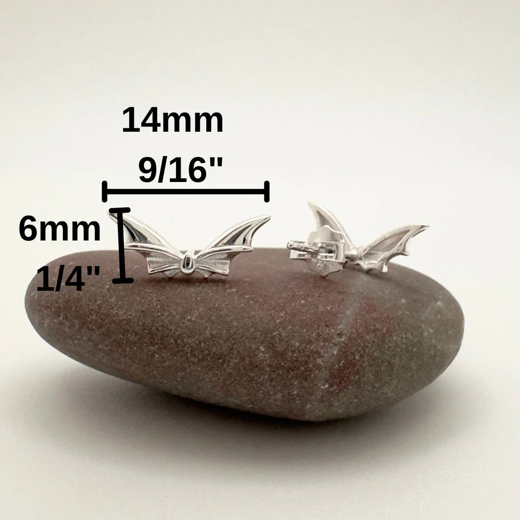 Midnight Flutter: Sterling Silver Bat Stud Earrings