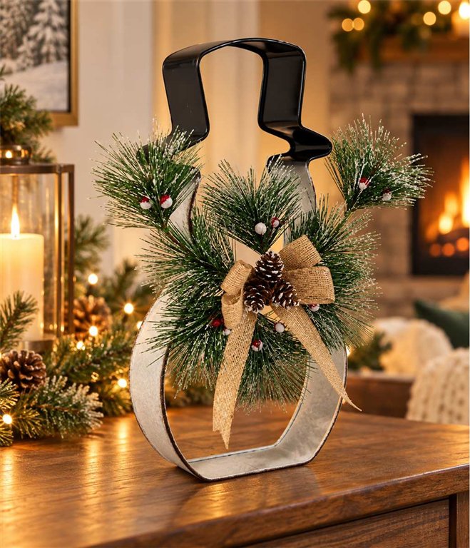 Metal Outline-Snowman Figurine