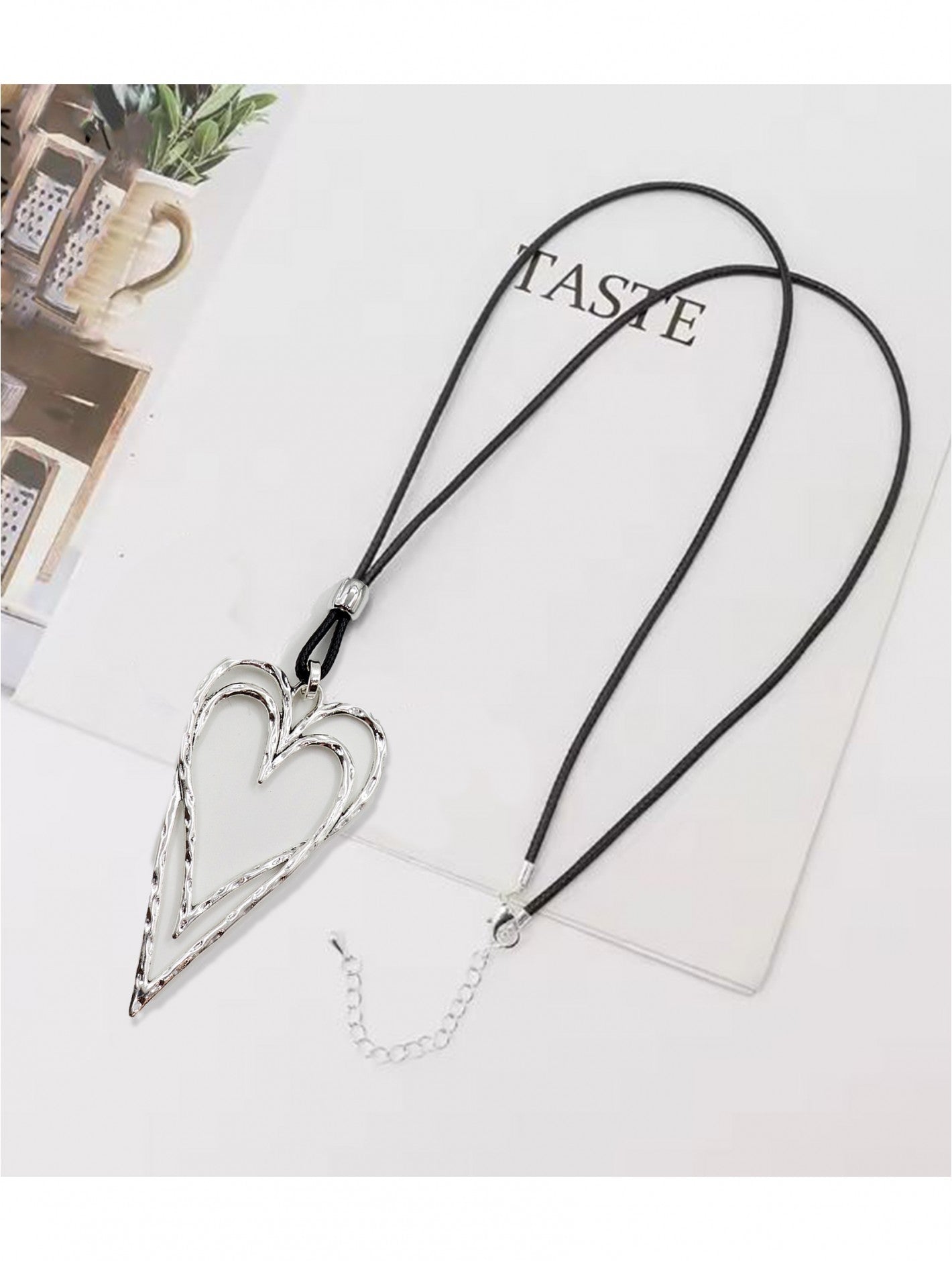Rope Necklace with Heart Pendant