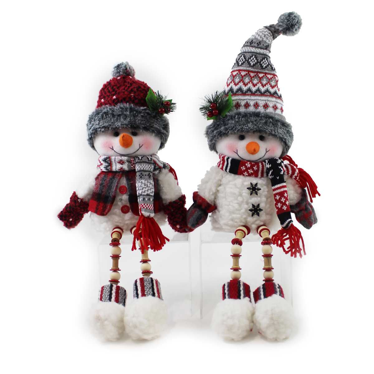 Sitting Snowman with Beaded Legs