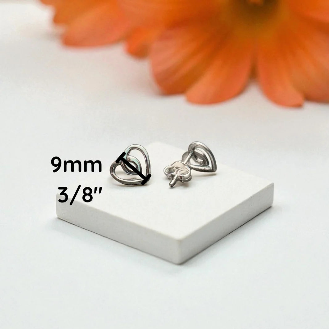 Sterling Silver Loop of Love Heart Studs