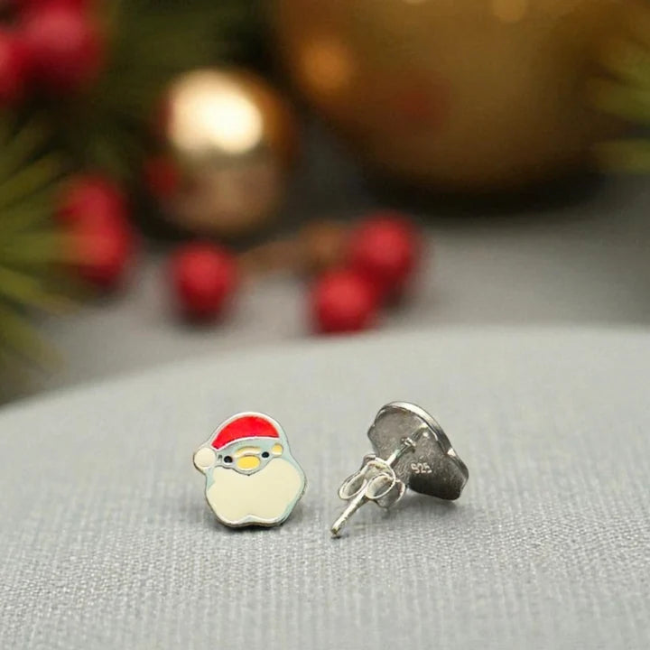 Santa Face Earrings in Sterling Silver