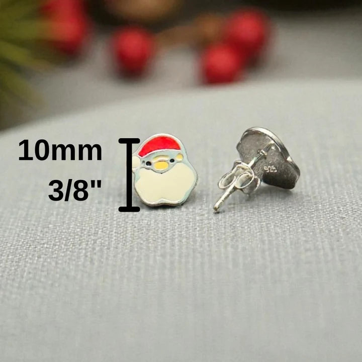 Santa Face Earrings in Sterling Silver