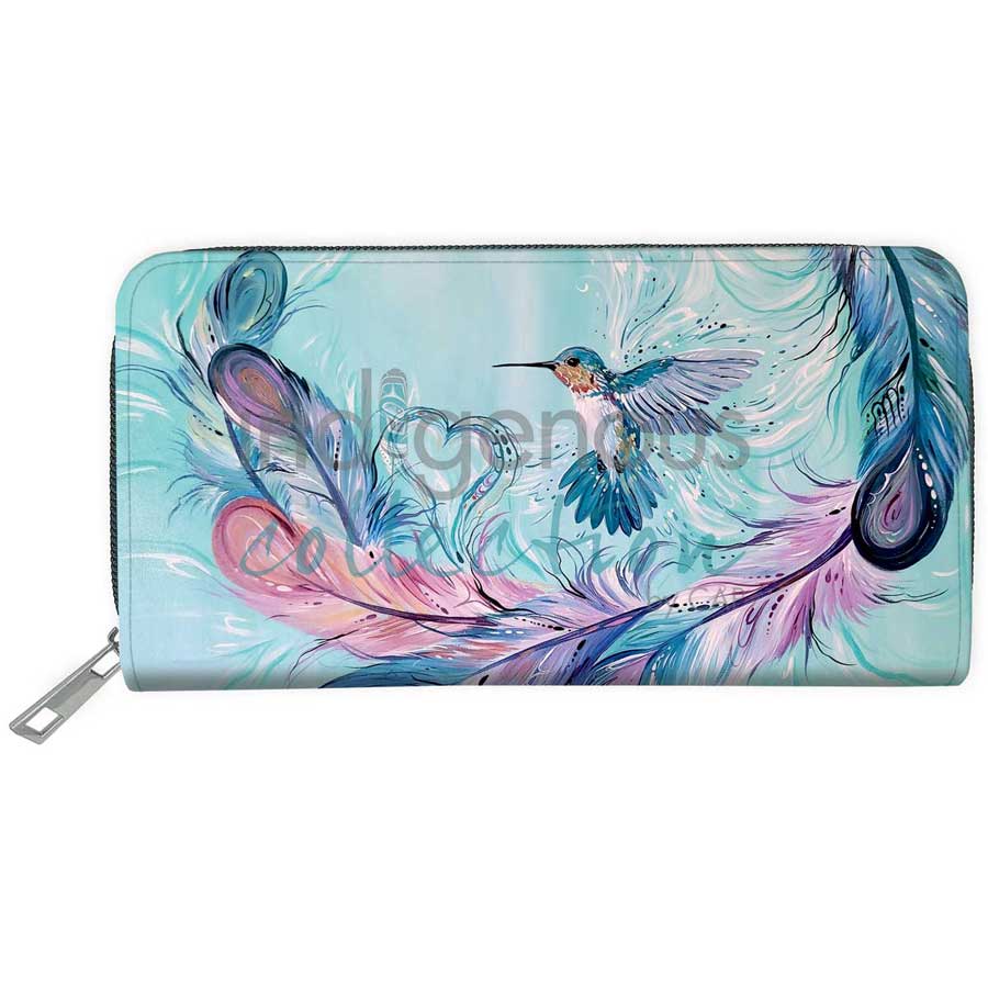 Indigenous Collection Embossed Wallet: Hummingbird Feathers