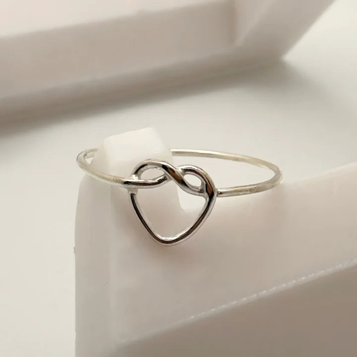 Tied in Love – Delicate Heart Ring in Sterling Silver