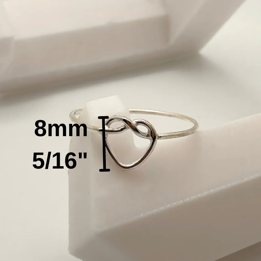 Tied in Love – Delicate Heart Ring in Sterling Silver