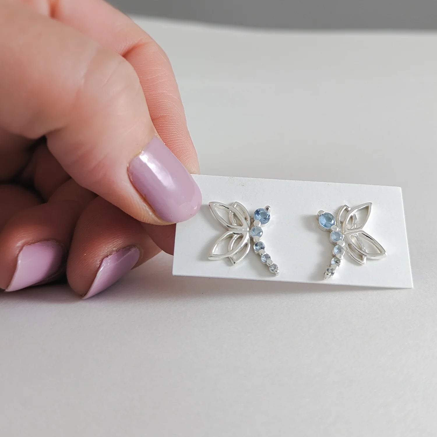 Sparkling Blue Dragonfly Stud Earring