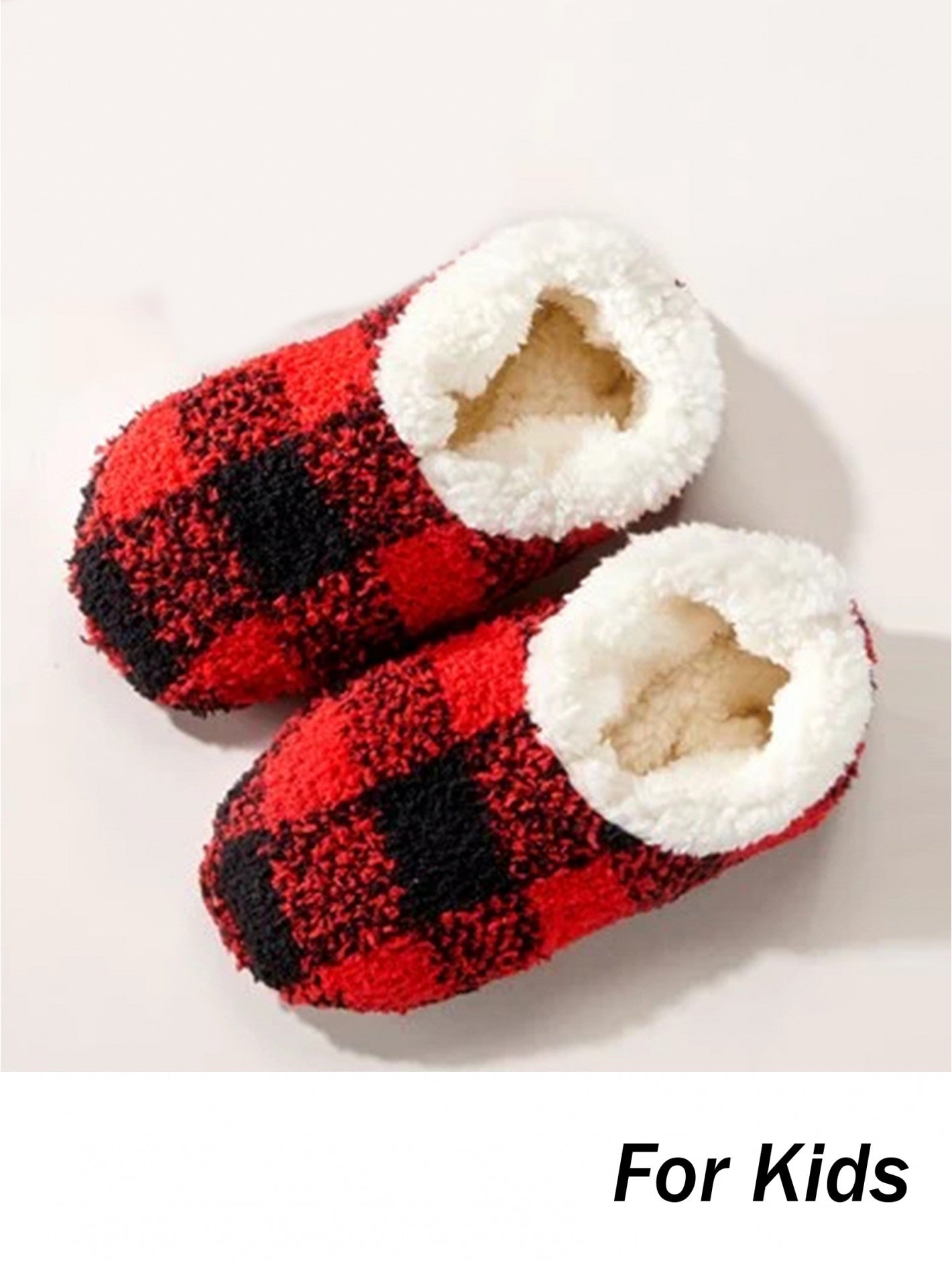 Mom & Kids Matching Buffalo Plaid Indoor Slippers