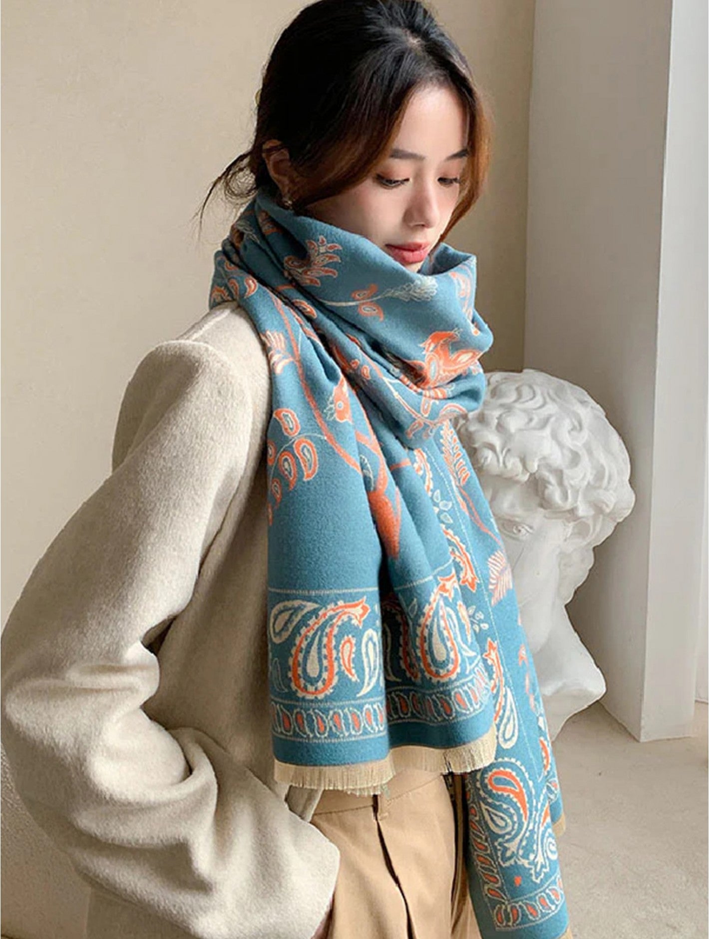 Paisley Premium Cashmere-Like Scarf