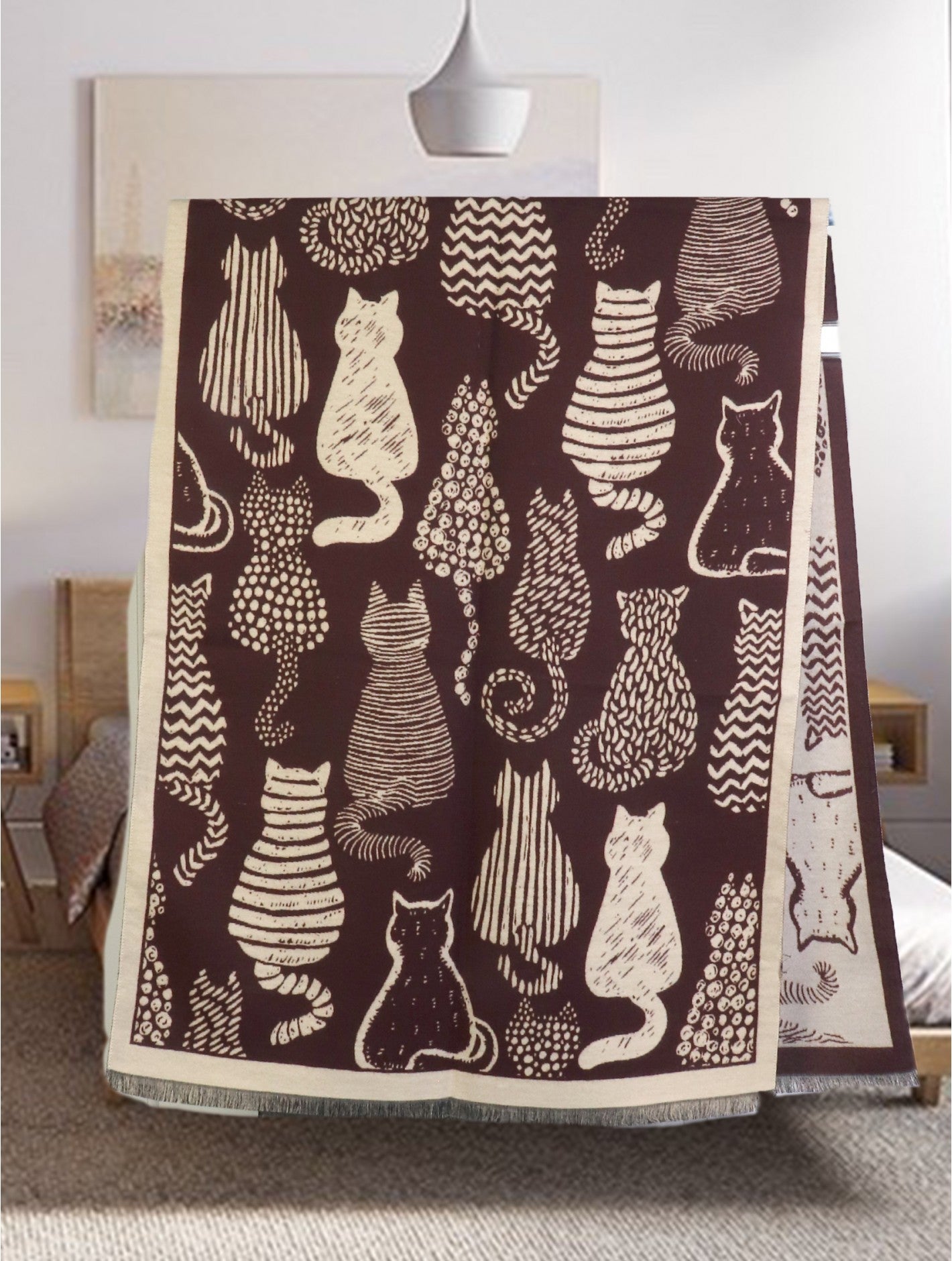 Premium Reversible Blanket Scarf-Cat Design