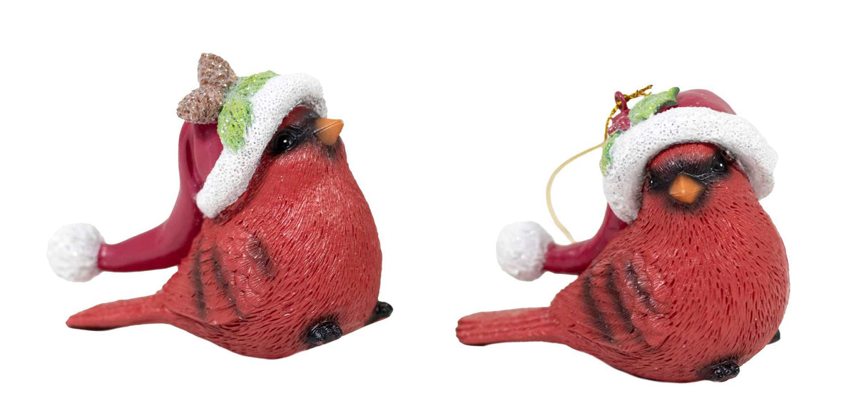 Cardinal in Santa Hat Ornament