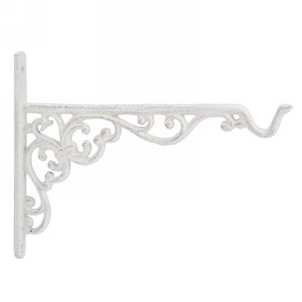 Cast Iron Wall Plant Hook White Scroll