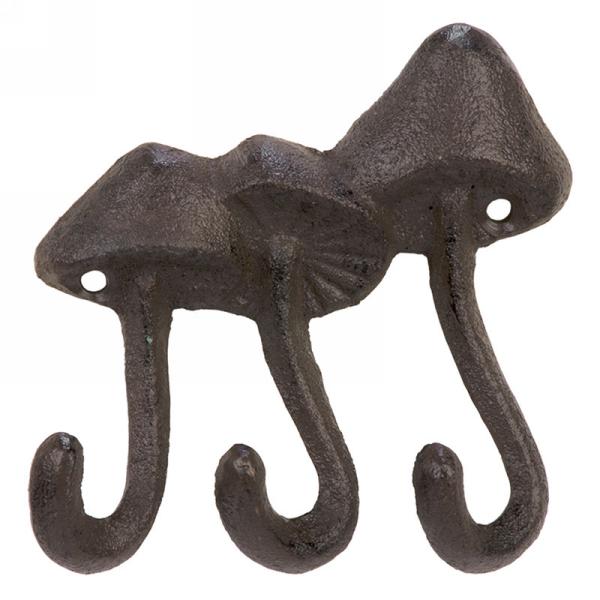 Triple Mushroom Metal Wall Hook