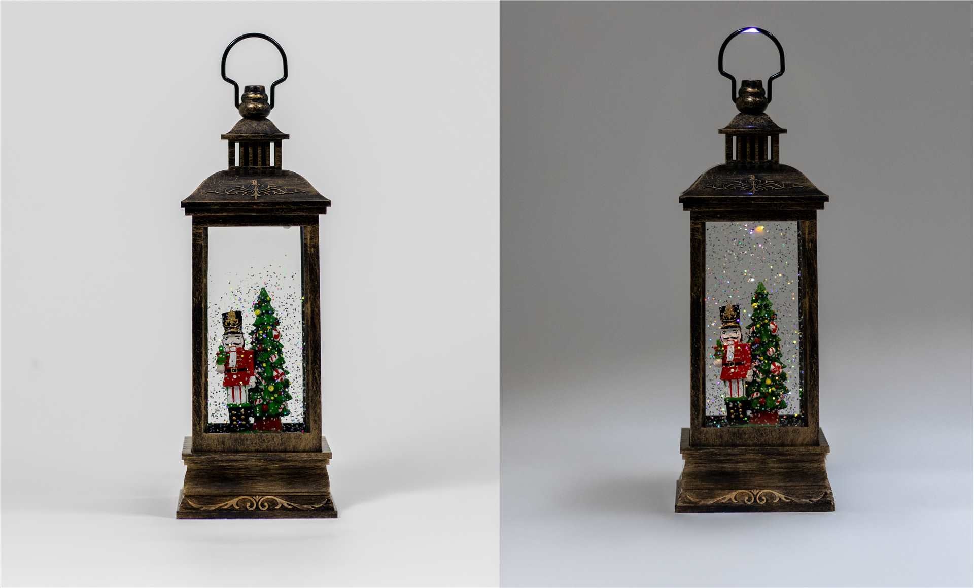 Snow Globe Lantern with Nutcracker
