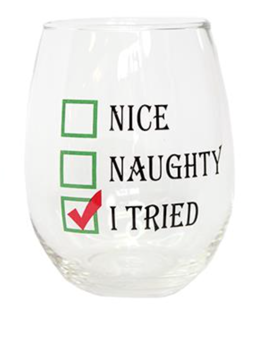 Christmas Stemless Wine Glasses