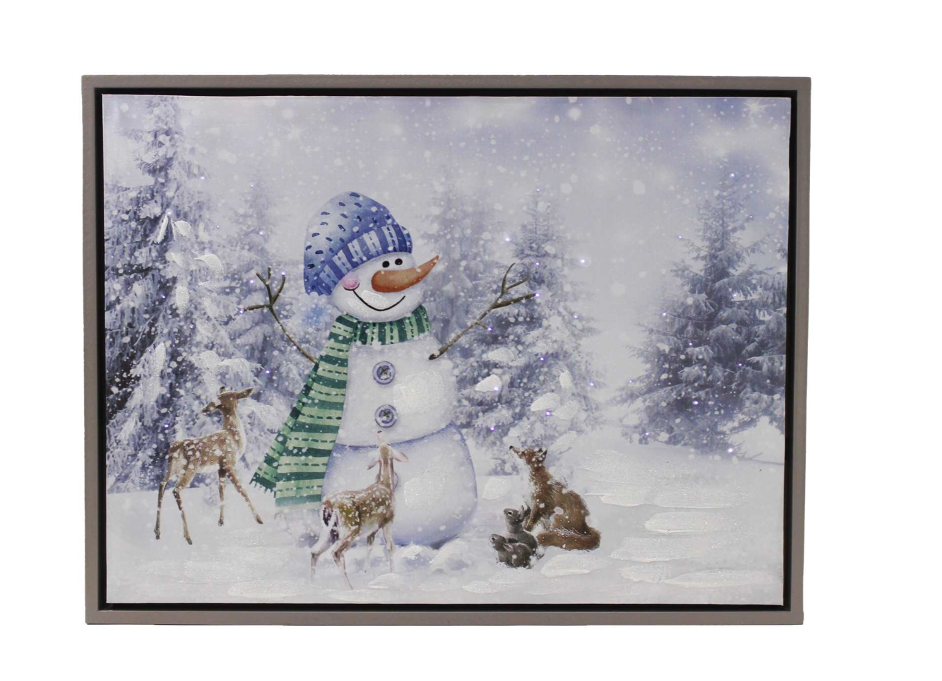 Snowman and Winter Deer Lighted Print