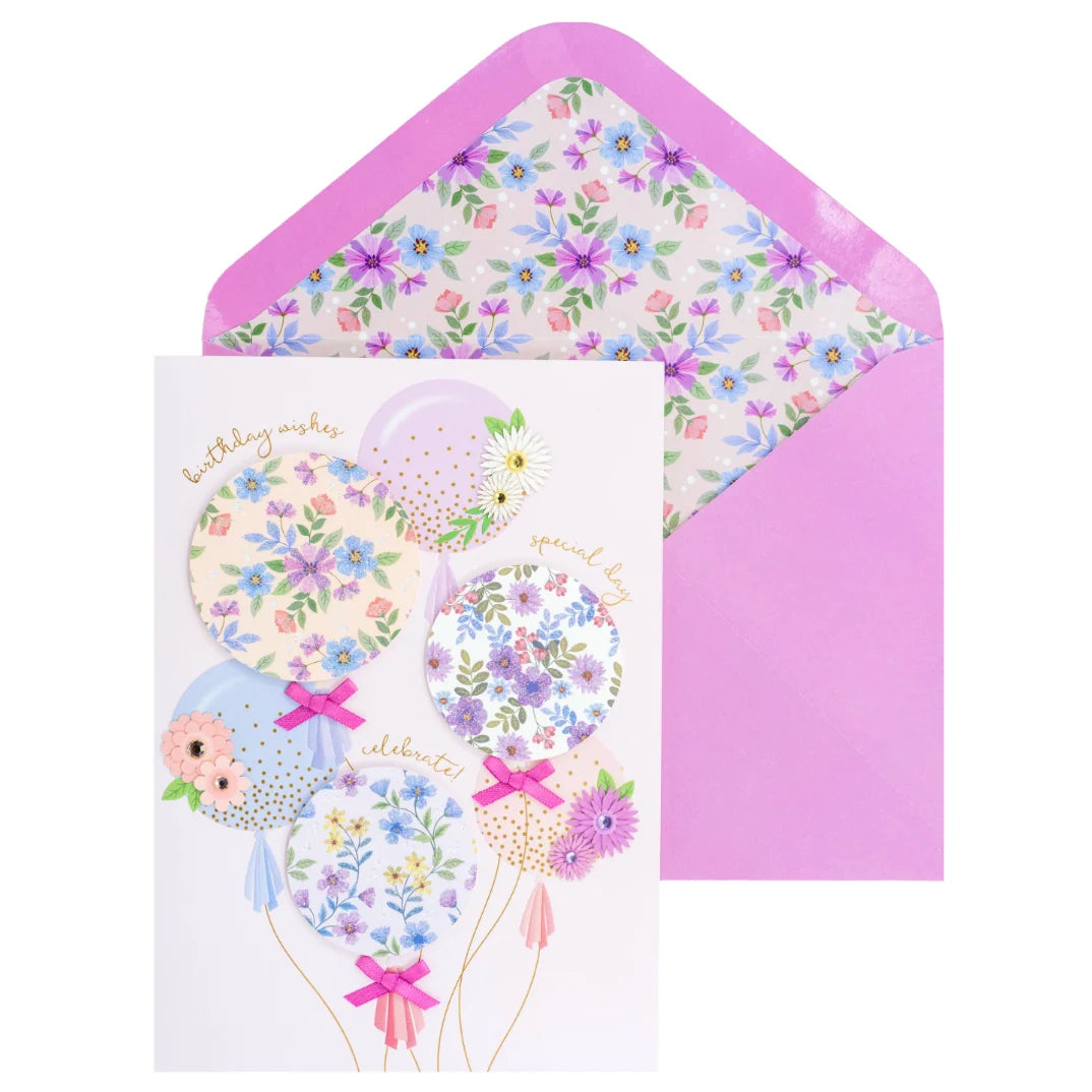 Birthday Card-Floral Balloons
