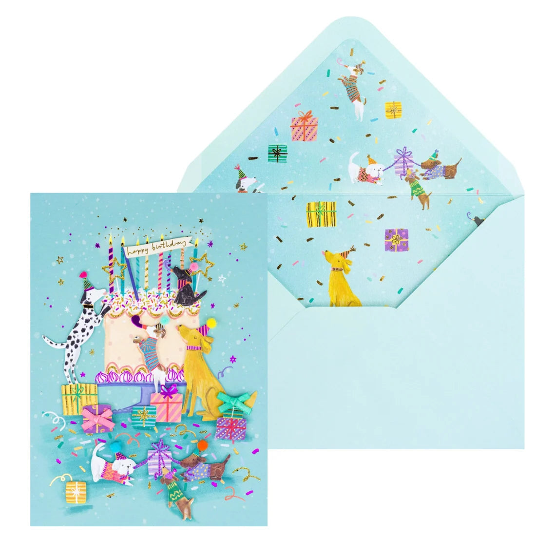 Dogs with Cake Birthday Card