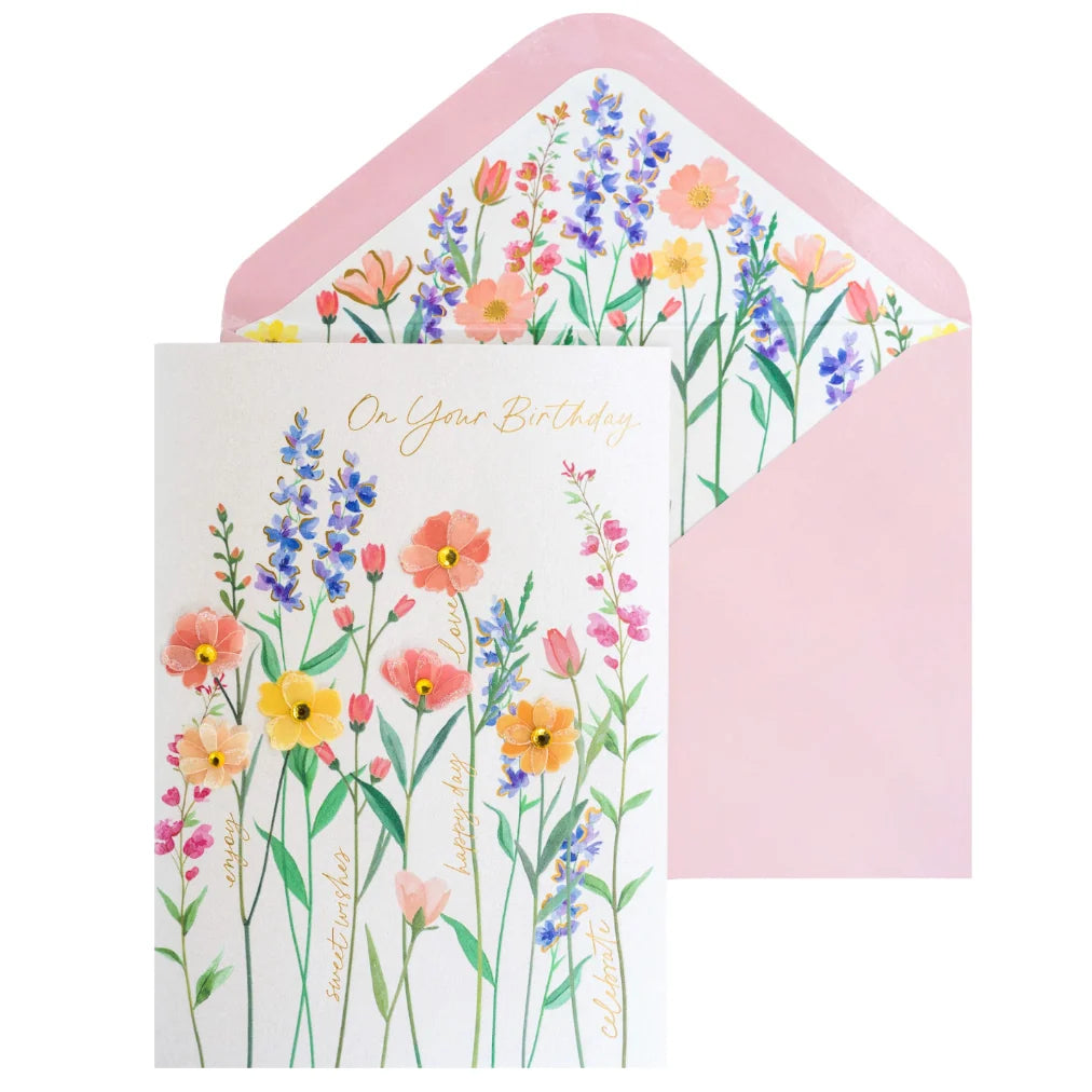 Vellum Growing Flowers Birthday Card