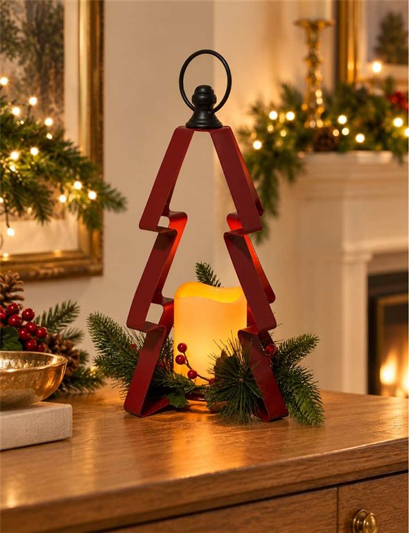 Red Christmas Tree Candle Holder