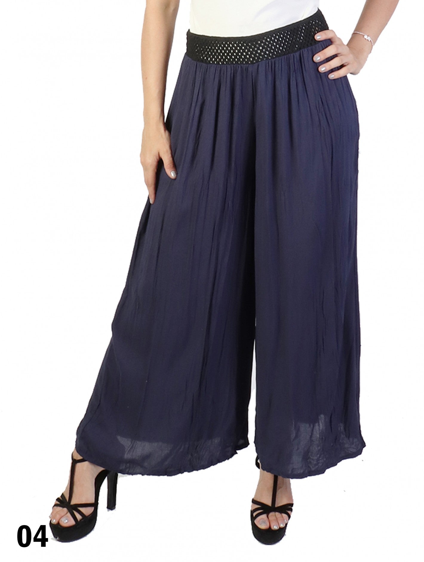 Solid Colour Wide Leg Pants