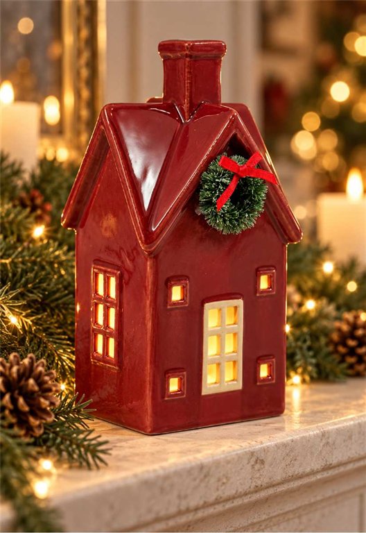 Ceramic House with Wreath