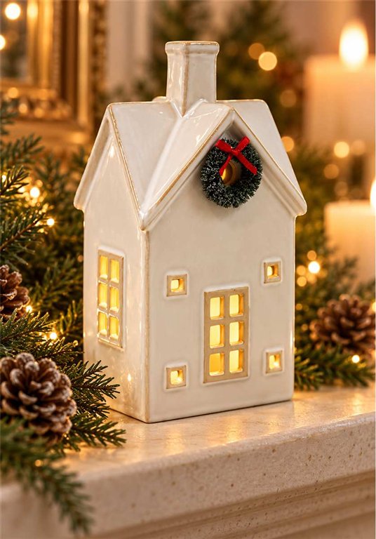 Ceramic House with Wreath