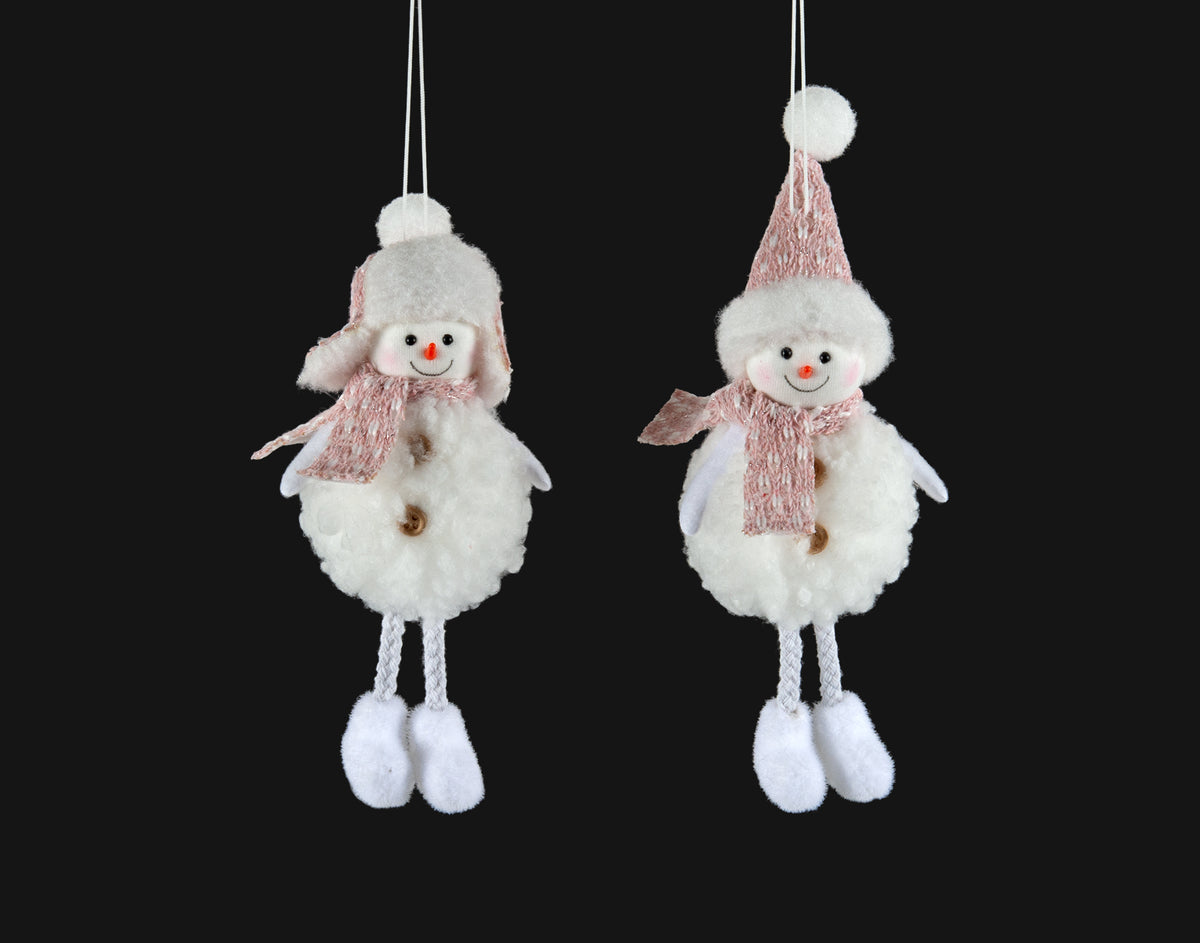Snowman Ornament with Pink or Grey Accents