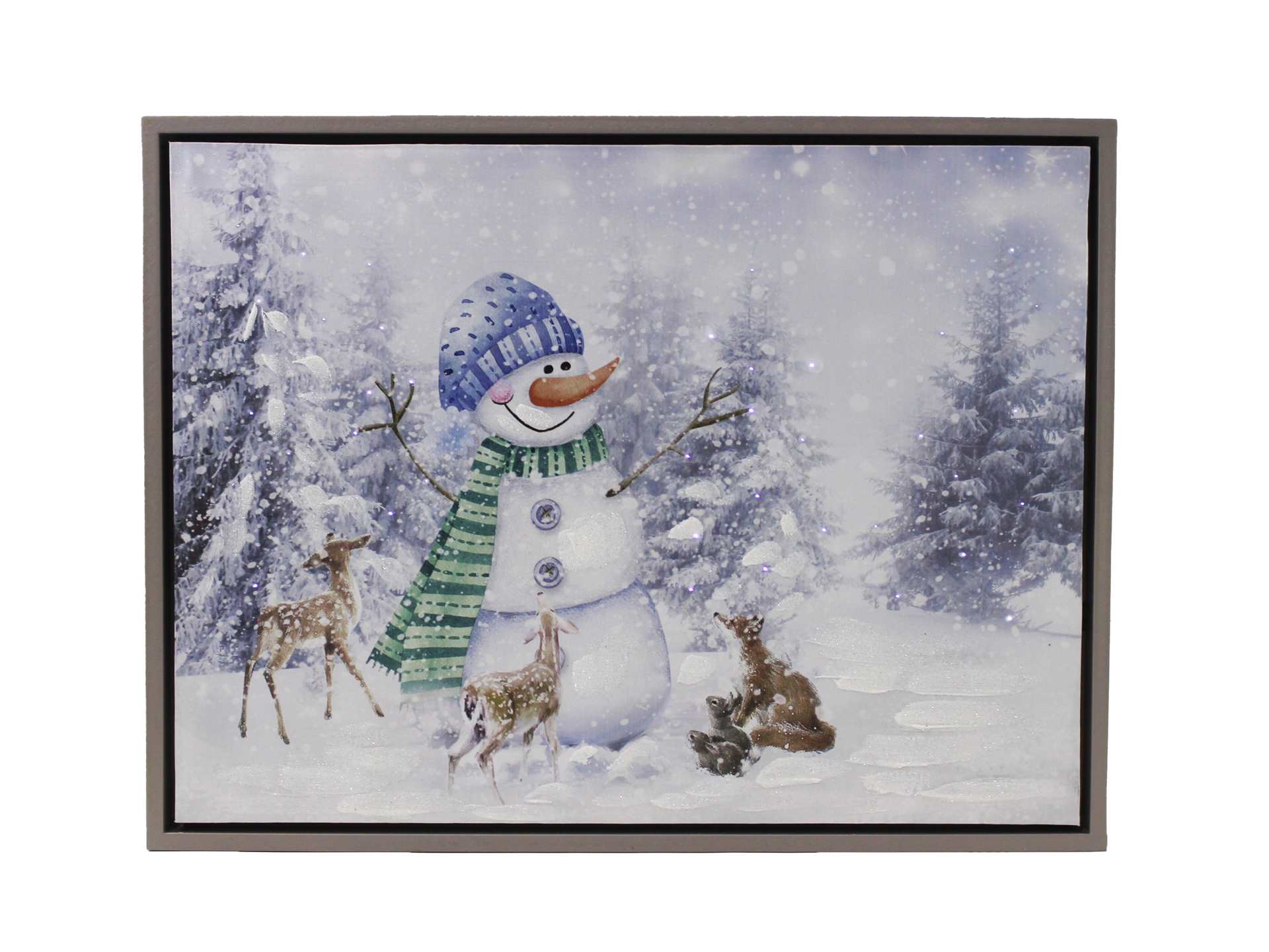 Snowman and Winter Deer Lighted Print