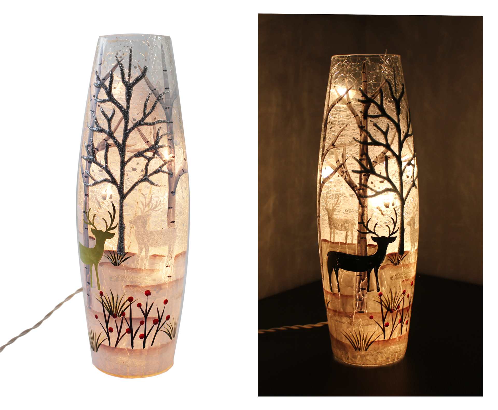 LED Deer Glass Lantern