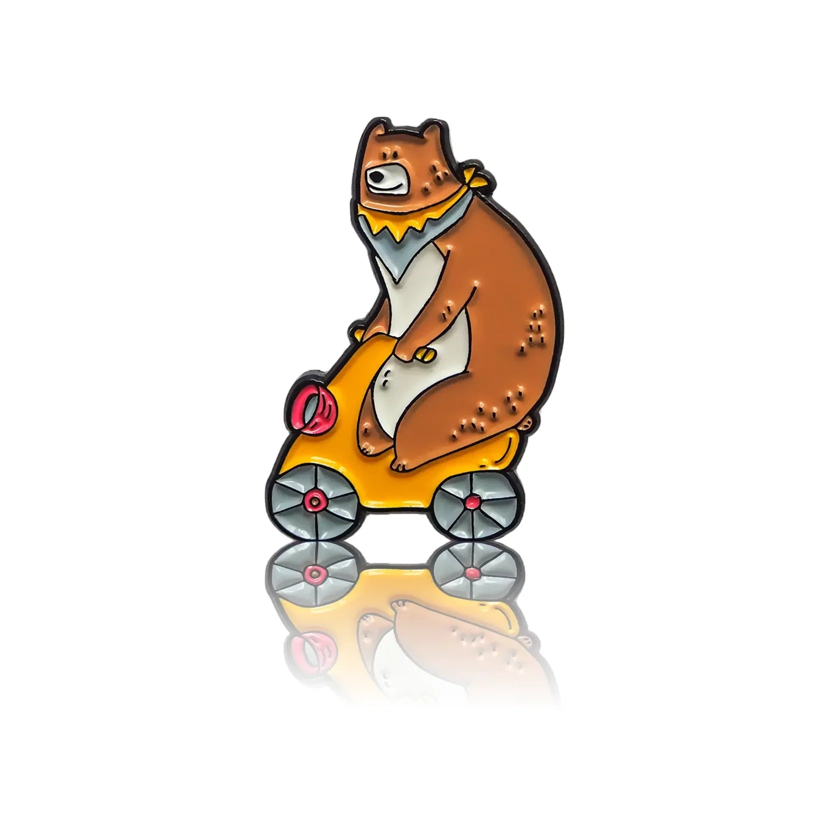 PinBox Enamel Pin: Bear Riding a Scooter
