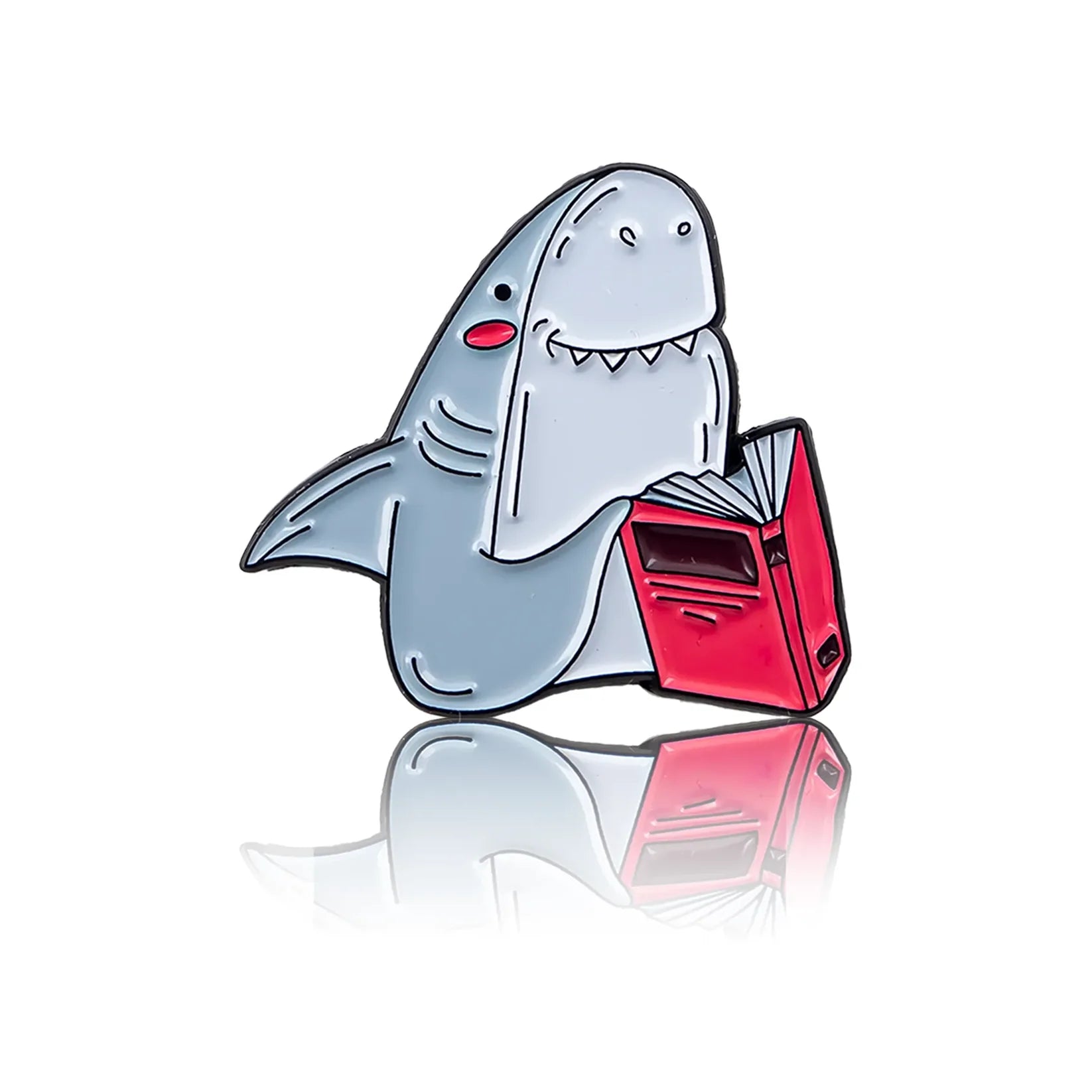 PinBox Enamel Pin: Shark Reading a Book