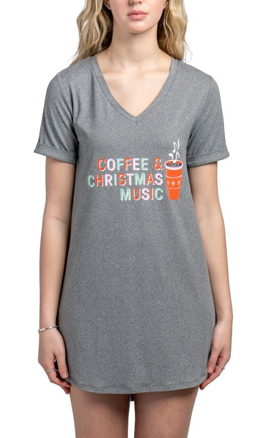 Hello Mello Sleep Shirt - Coffee And Christmas Music