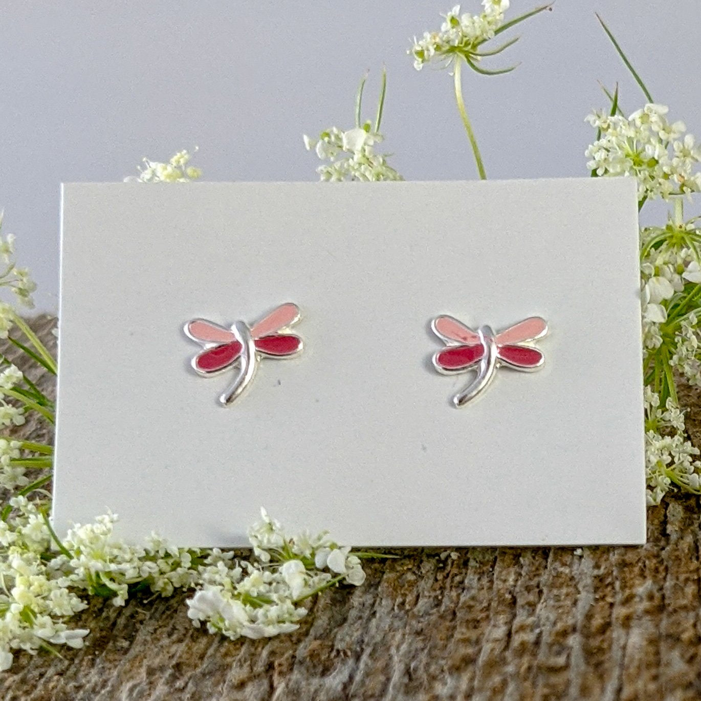Pink Dragonfly Stud Earrings