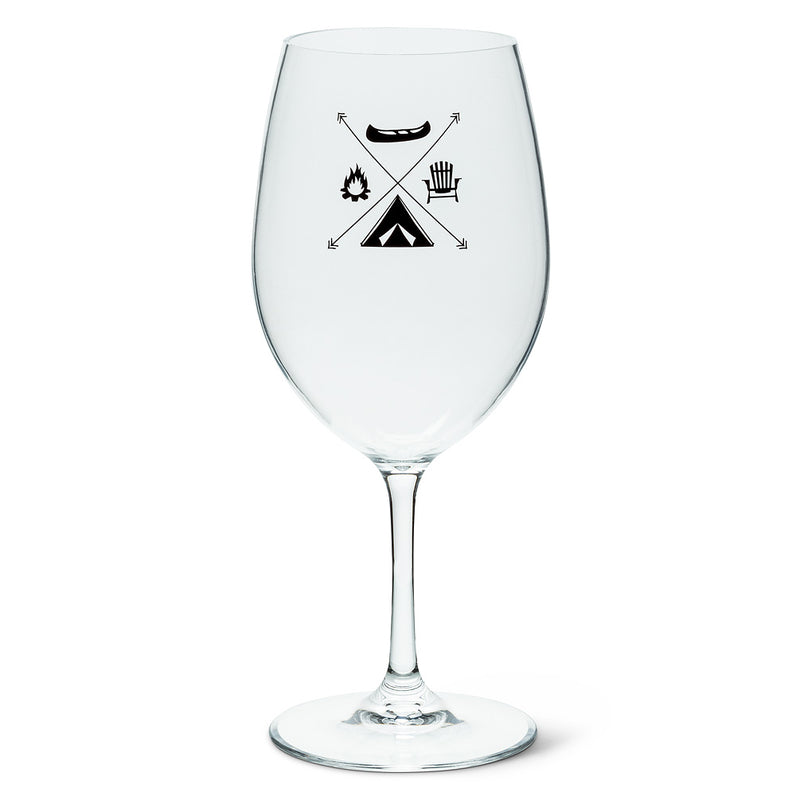 Camp Motif Wine Glass
