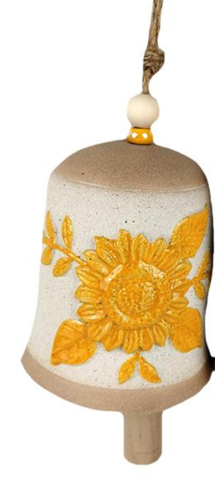Ceramic Bell-Sunflower Motif
