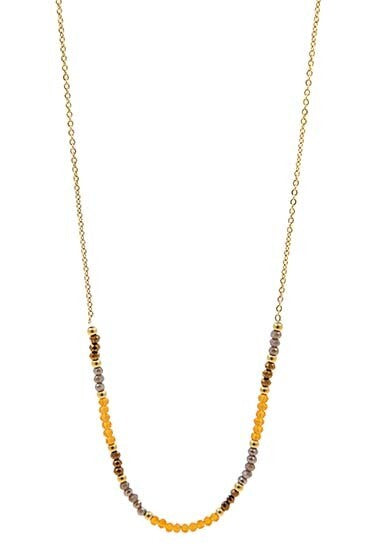 Long Gold Necklace With Hanging Stone.