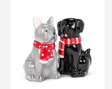 Winter Dog Salt and Pepper Shakers