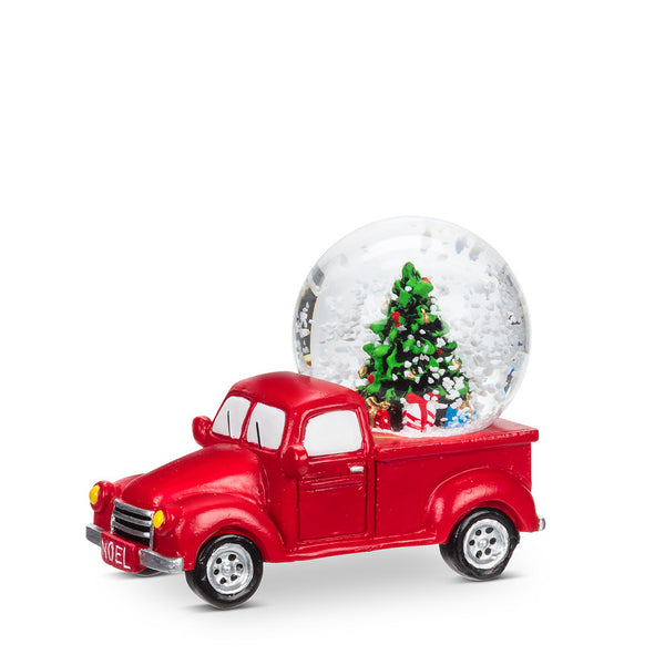 Small Red Truck With Snow Globe