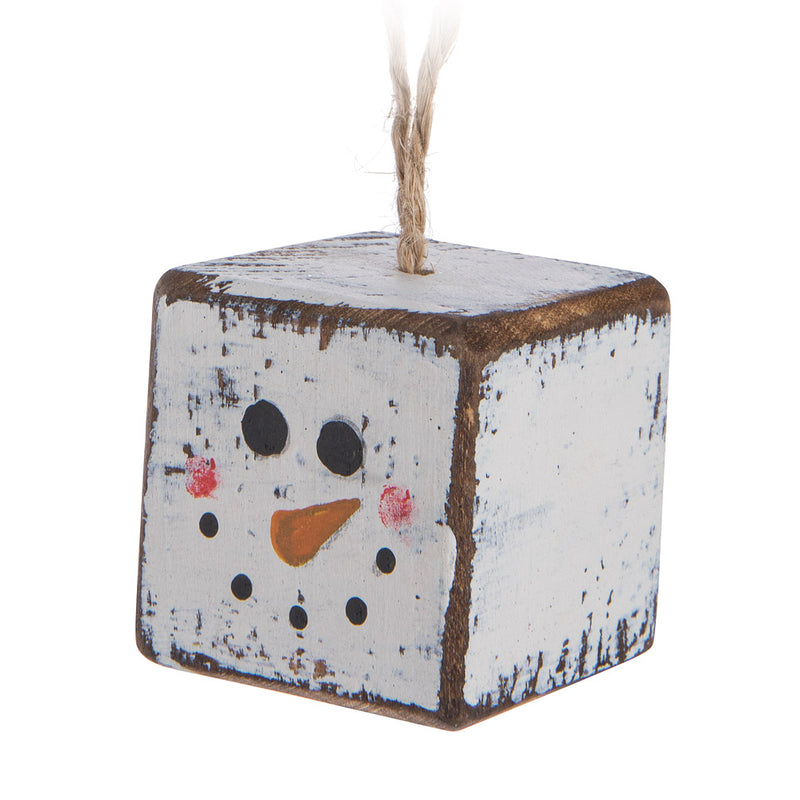 Single cube snowman ornament