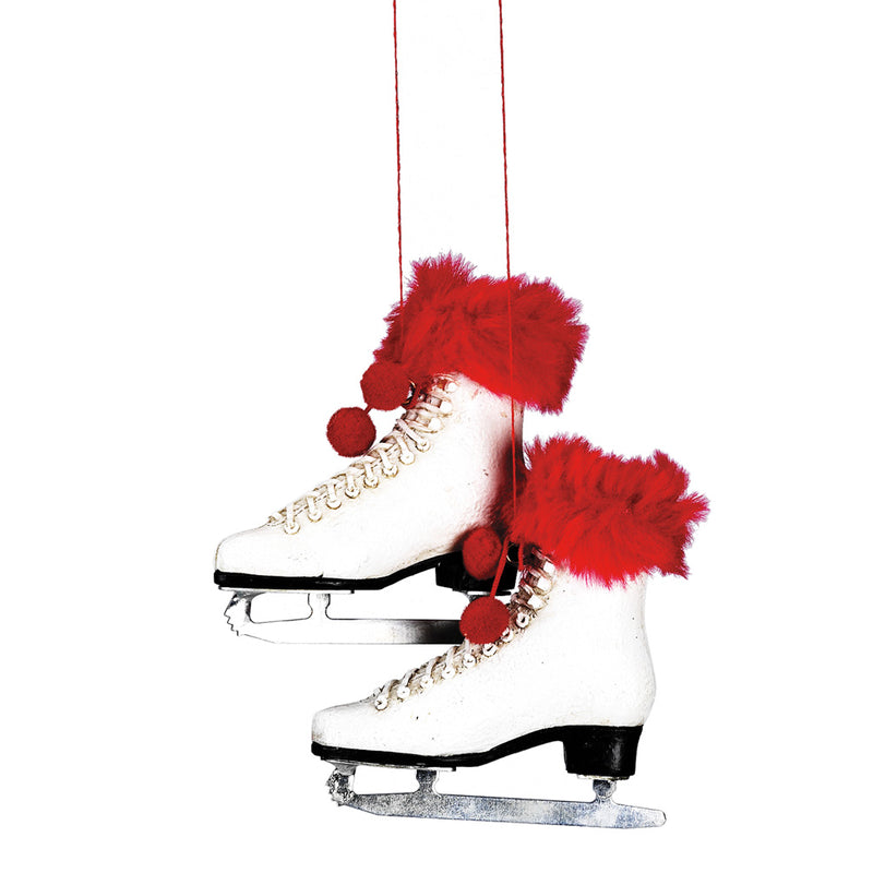 Skates with Red Faux Fur ornament