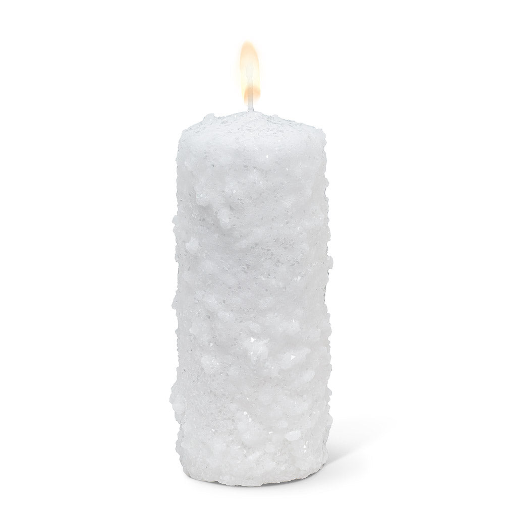 Large Snowy Pillar Candle