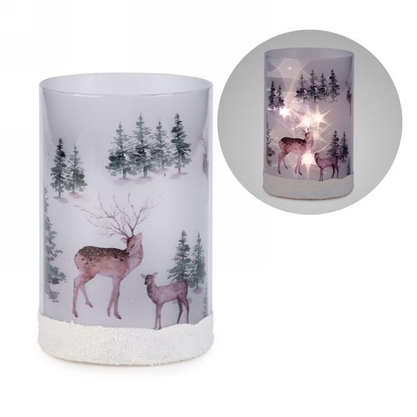 Deer & Trees LED Glass Lamp