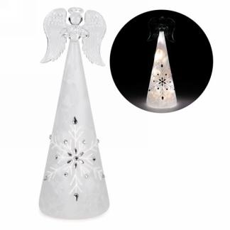LED White Snowflake Glass Angel