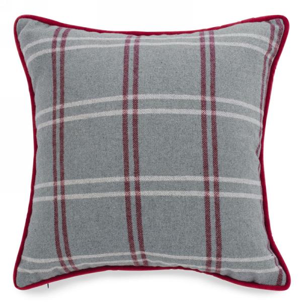 Grey & Red Plaid Cushion