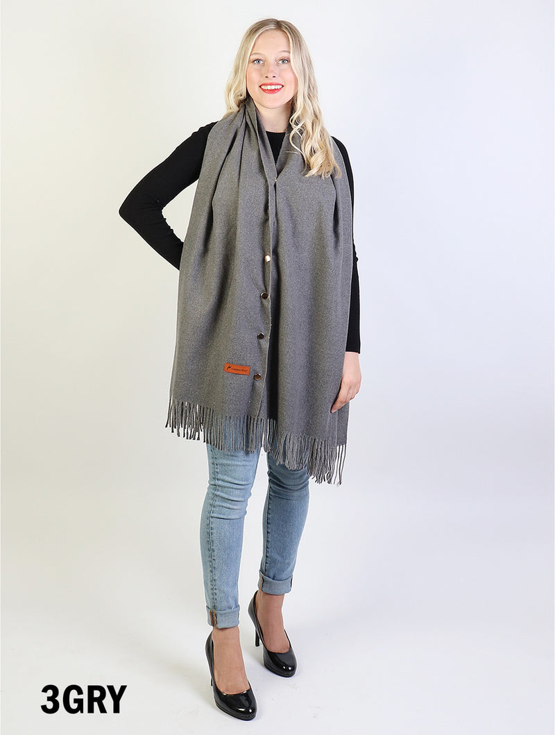 Cashmere Feeling Shawl with Openable Buttons