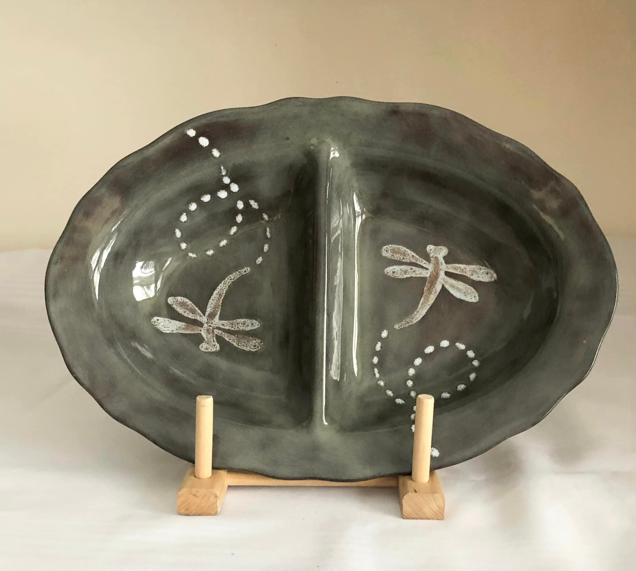 Oval Divided Dish By Clayworks & Candles